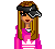 Animated contact sheet showing a pixel art character with pink outfit and sunglasses, followed by close-ups of clothing details and text elements referencing Eminem's song "Lose Yourself".