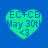 Four heart-shaped icons with green fill and blue text on a solid blue background, displaying 'EC+CB May 30th <3' in pixelated font.