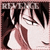 Pixelated anime-style character with dark hair and red accents, showing three sequential facial expressions in a