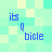 Pixelated blue text on a light green and white checkered background, with repeated 'its q bicle' text elements arranged in a pattern