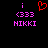 A static pixel art image with a black background, displaying two identical side-by-side text blocks in pink and red pixels.
