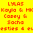 A static pixel art image with red text on a yellow background, displaying repeated names and phrases in three
