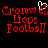 Red pixelated text 'Crown eL Lops Football' with a white hand cursor icon on black background, showing animation change in the top-right corner.
