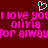 A static pixel art image with a dark red background, featuring repeated pink text and a cyan heart symbol.
