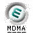 Pixelated circular icon with teal 'E' symbol on white background, surrounded by gray gradient ring, with 'MOMA' text below in black and white block letters.