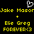 Pixelated yellow text on black background with white heart symbol above, showing repeated names and 'FOREVER<3' text.