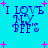 Blue text reading "I LOVE MY BFF'S" on cyan background with pink plus signs, animated to shift position across four views.