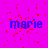 A static image with a bright pink background, scattered red pixel artifacts, and five instances of the word 'marie' in blue text arranged in a pattern