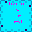 Pixelated cyan background with pink text reading "becca is the best" arranged in four identical quadrants, bordered by dark blue and light blue diamond-shaped patterns.