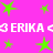 Pixelated green stars and white text on a bright pink background with repeated 'ERIKA' and heart symbols.