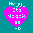 Four identical pixelated heart-shaped icons with cyan text on a teal background, each displaying 'Heyyy Its Maggie !!!! :-P' in the same layout.