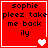 Red square icon with black text reading "sophie pleez take me back ily" and white heart symbols changing from one to two to three across frames.