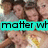 Pixelated image with teal banner displaying partial text 'matter wh' over blurred background of indistinct figures.
