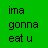 Green background with black and yellow text fragments, a gray rectangle in the bottom right corner, and pixelated font style.