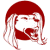 Pixelated red and white icon of a person with long flowing hair, wearing a dark top against a plain background.