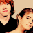 Pixelated image of two people with red and brown hair, featuring text labels 'Ron', 'and', and 'Hermione' in blocky font on a beige background.