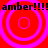 Red background with four pink concentric circles and black text reading "amber!!!!!" repeated twice horizontally and vertically.