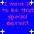Blue background with pink text repeating 'I want it to be that special moment' and white star shapes scattered throughout.