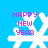 Pixelated white snowflake with purple 'HAPPY NEW YEAR' text on bright blue background, four identical instances arranged in a