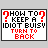 Pixelated text-based icon with red and black lettering on white background, displaying variations of 'HOW TO KEEP A IDIOT BUSY' phrases