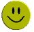 Animated contact sheet showing 18 frames of a yellow smiley face icon rotating through multiple angles and color variations against a gray background.