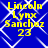 Yellow text reading "Lincoln Lynx Sanchez 23" on a blue background with white diamond-shaped patterns.