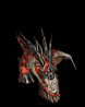Animated devil icon with red and brown body, black horns, and gray accents on a black background.