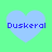Four light blue hearts on a green background with the text Duskerol in dark blue pixelated font inside each heart.
