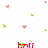 Animated scene with floating pink and green heart shapes against white background, red text elements shifting position.