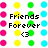Pixelated grid of colored circles with central text reading 'Friends Forever <3' in black block letters on white background.