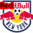 Four Red Bull New York soccer team icons arranged in a , each with a red bull, soccer ball, and circular text ring