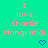 A static image with a bright green background displays repeated text "I love Charlie Mongrandi" in light pink pixelated font, each followed by a small blue heart symbol.
