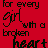 Pixelated text split across red and black backgrounds with a gray section, reading "for every girl with a broken heart be my boy" on the left and "there's a boy with a gun" on the right.