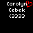 Two side-by-side pixelated text displays with identical white text on black background, one featuring a red heart symbol replacing the 'y' in 'Carolyn'.