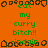 Pixelated orange background with green text reading 'eat my curry bitch!!' and dark brown border elements, repeated in a pattern
