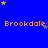 Blue background with yellow text 'Brookdale' repeated in a , scattered stars of varying sizes and colors