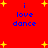 Red background with yellow stars and blue text reading "i love dance" in four quadrants.