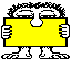 Pixelated character with spiky hair holds rectangular sign; yellow, pink, and orange signs alternate with 'E-MAIL' text on yellow signs.