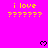 Bright pink background with yellow pixelated text reading "i love ??????" and black heart symbols scattered across the image.