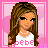 Pixel art of four showing a character with long brown hair, white top, pink pants, and 'bebe' text on shirt against pink background
