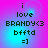 Pixelated text on a gradient background with shifting light effects, displaying 'i love BRANDY<3 bfftd =]' in four quadrants.