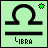 Green square icon with black Libra symbol and text, featuring a small star in the top-right corner that alternates between green and white.