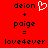 Red background with black text and a white heart symbol; two identical side-by-side compositions showing 'deion + paige = love4ever' with the heart above 'deion'.