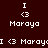 Pixelated icon with 'I <3 Maraya' text over a teal gradient background, showing animation variations in the glow effect.