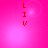 Four identical display vertical red text 'LIV' on a pink gradient background with subtle light effects