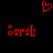 Red pixelated text 'Sarah' appears twice on a black background with a red pixelated heart above, all in a static display.