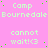 Static image with pink background displaying repeated text elements in light green and white, including 'Camp Bournedale' and 'cannot wait!<3', with scattered small green dots.