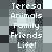 Pixelated text displays 'Teresa', 'Animals', 'Family', 'Friends', 'Life!' in white on a grayscale background with alternating black and gray squares