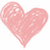 A pink heart-shaped icon with pixelated texture, featuring text overlays in black rectangular boxes and a date stamp on the lower-left heart.
