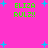 Bright pink background with scattered blue plus signs and green pixelated text reading 'ELIZA RULZ!!' in four locations.